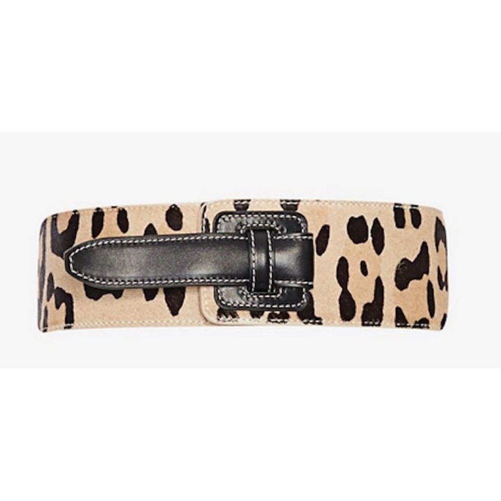 NWOT Barbara Bui Wide Cheetah Calf Hair Animal Print Belt